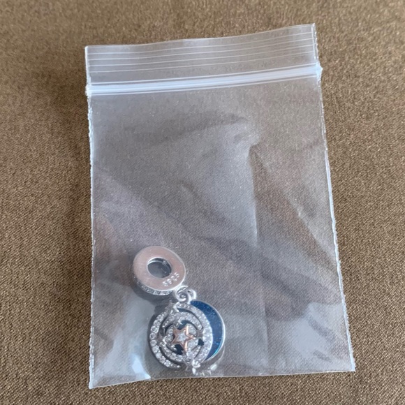 NWOT Two-tone Shooting Star Double Dangle Charm Pendant Sterling Silver 925 - Picture 7 of 16